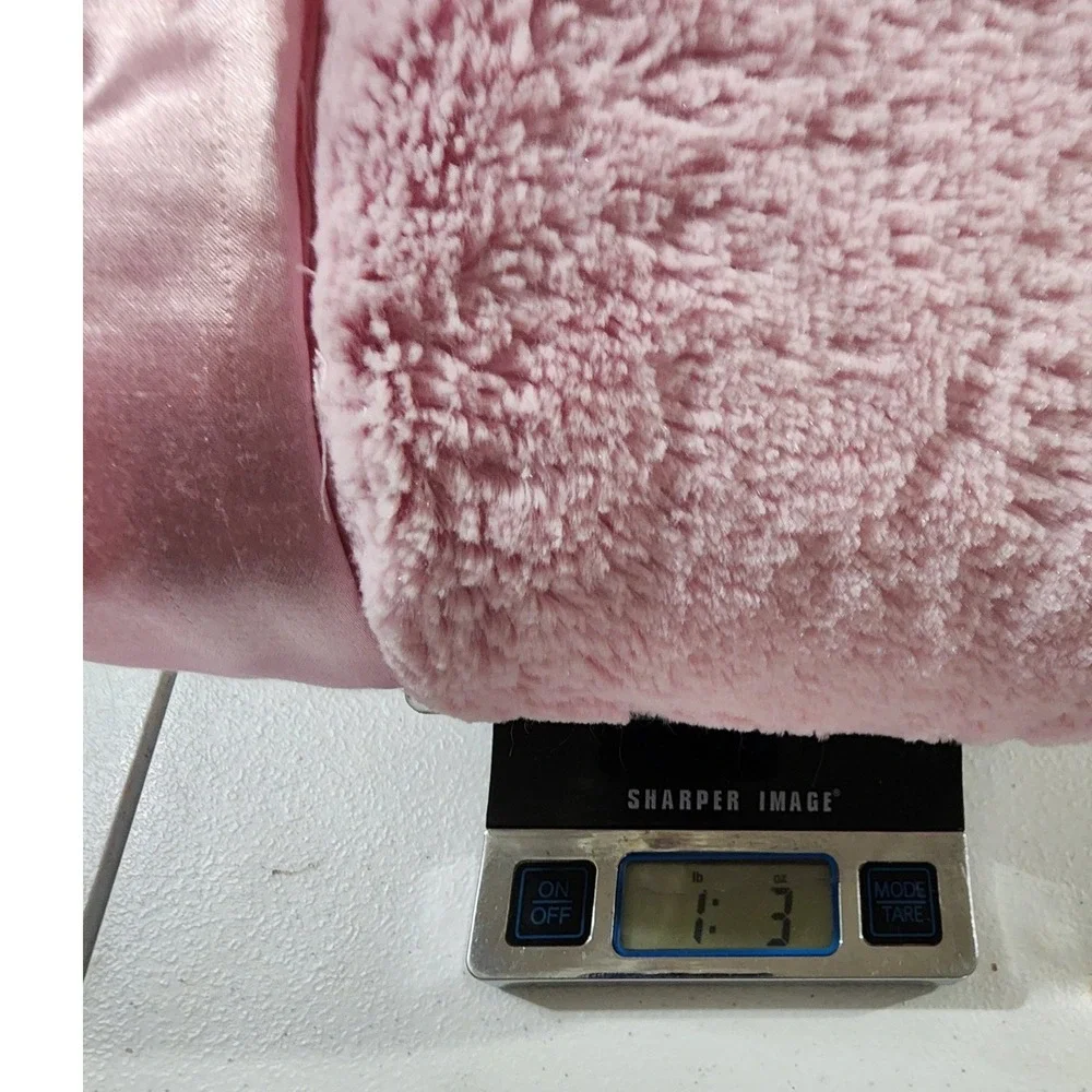 Crown & Ivy Baby Pink Plush Faux Fur Satin Trim Crown Logo Security Blanket